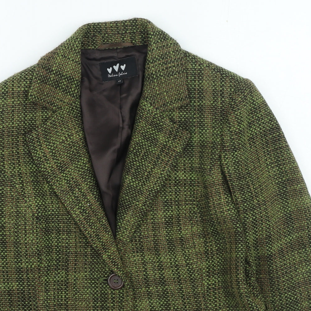 Marks and Spencer Womens Green Plaid Jacket Blazer Size 12 Button
