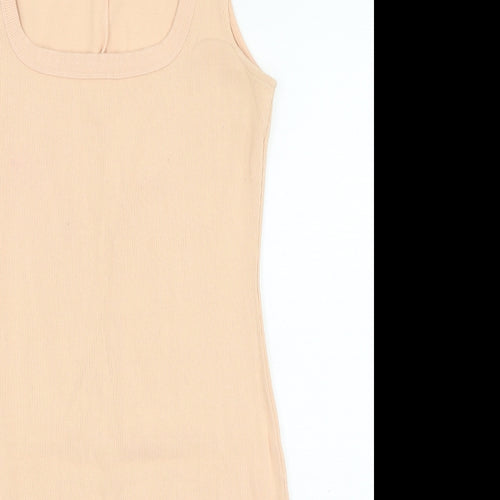 H&M Womens Pink Cotton Bodycon Size M Square Neck Pullover