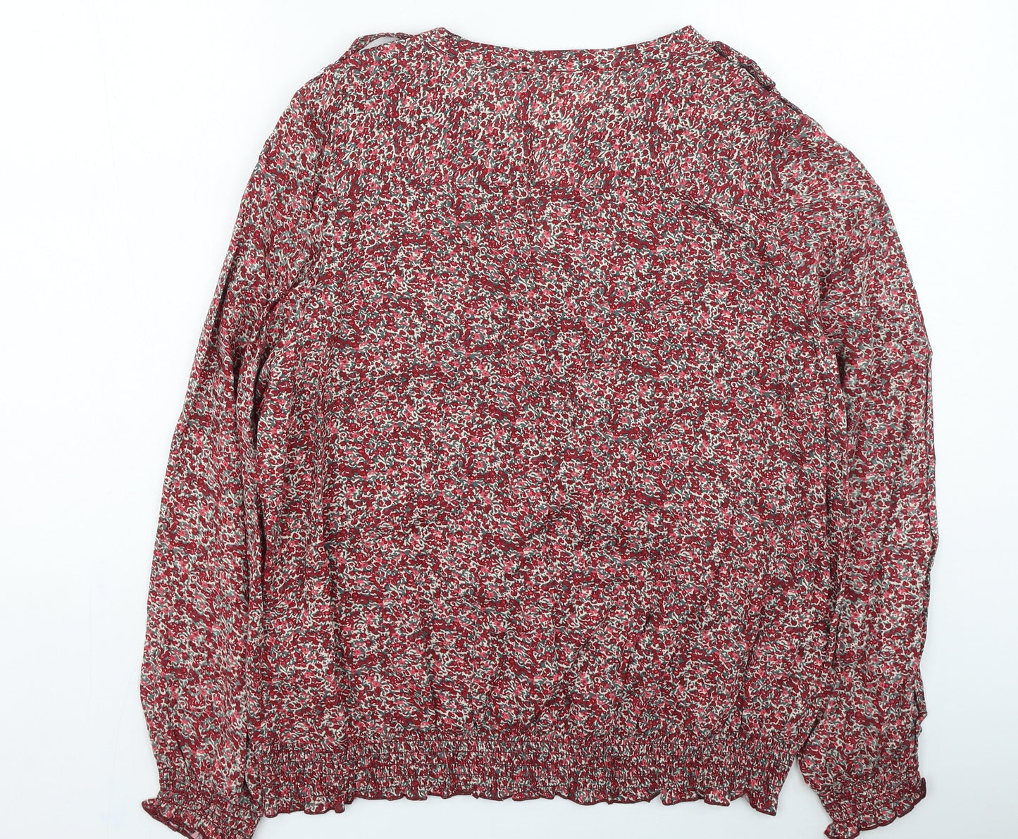 Primark Womens Red Floral Viscose Basic Button-Up Size 16 V-Neck