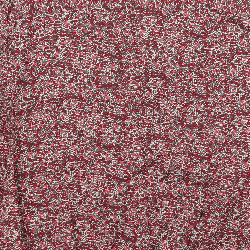 Primark Womens Red Floral Viscose Basic Button-Up Size 16 V-Neck
