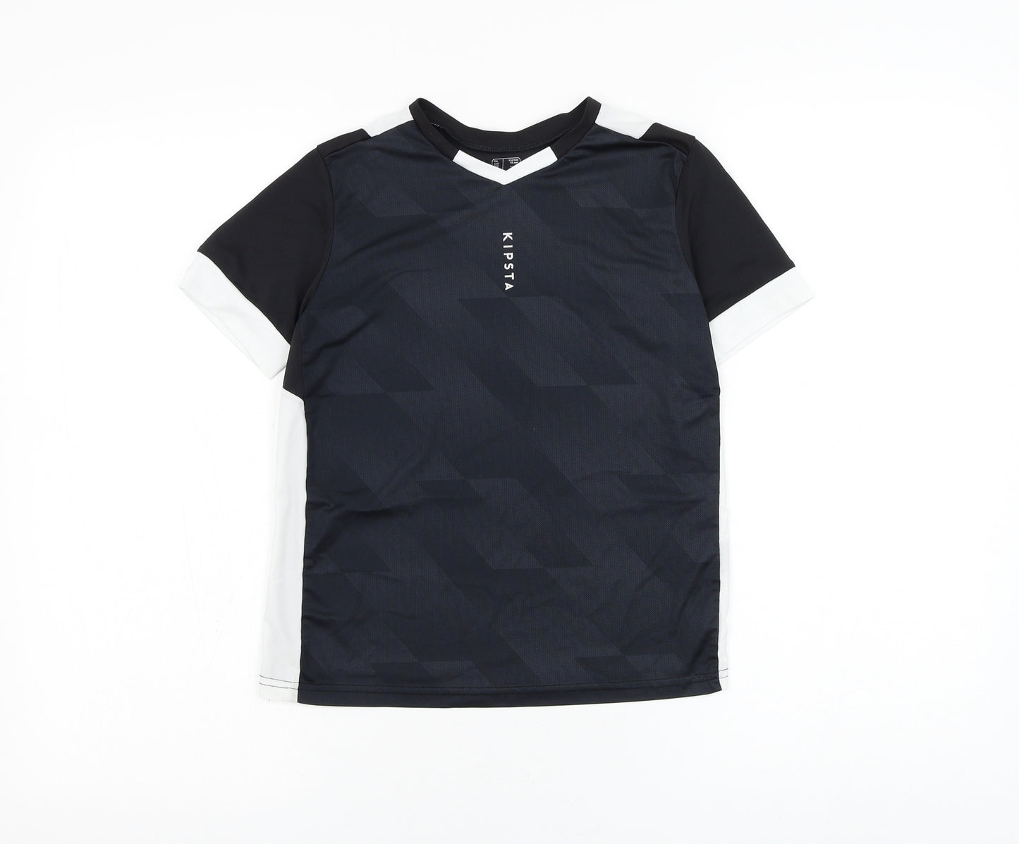 Kipsta Boys Black Polyester Jersey T-Shirt Size 9-10 Years V-Neck Pullover