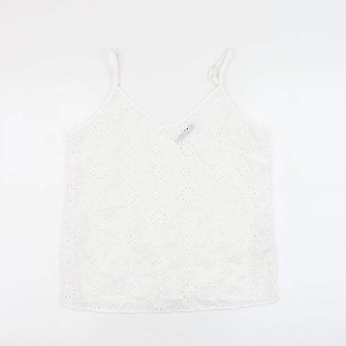 SheIn Womens White Floral Polyester Camisole Tank Size S V-Neck