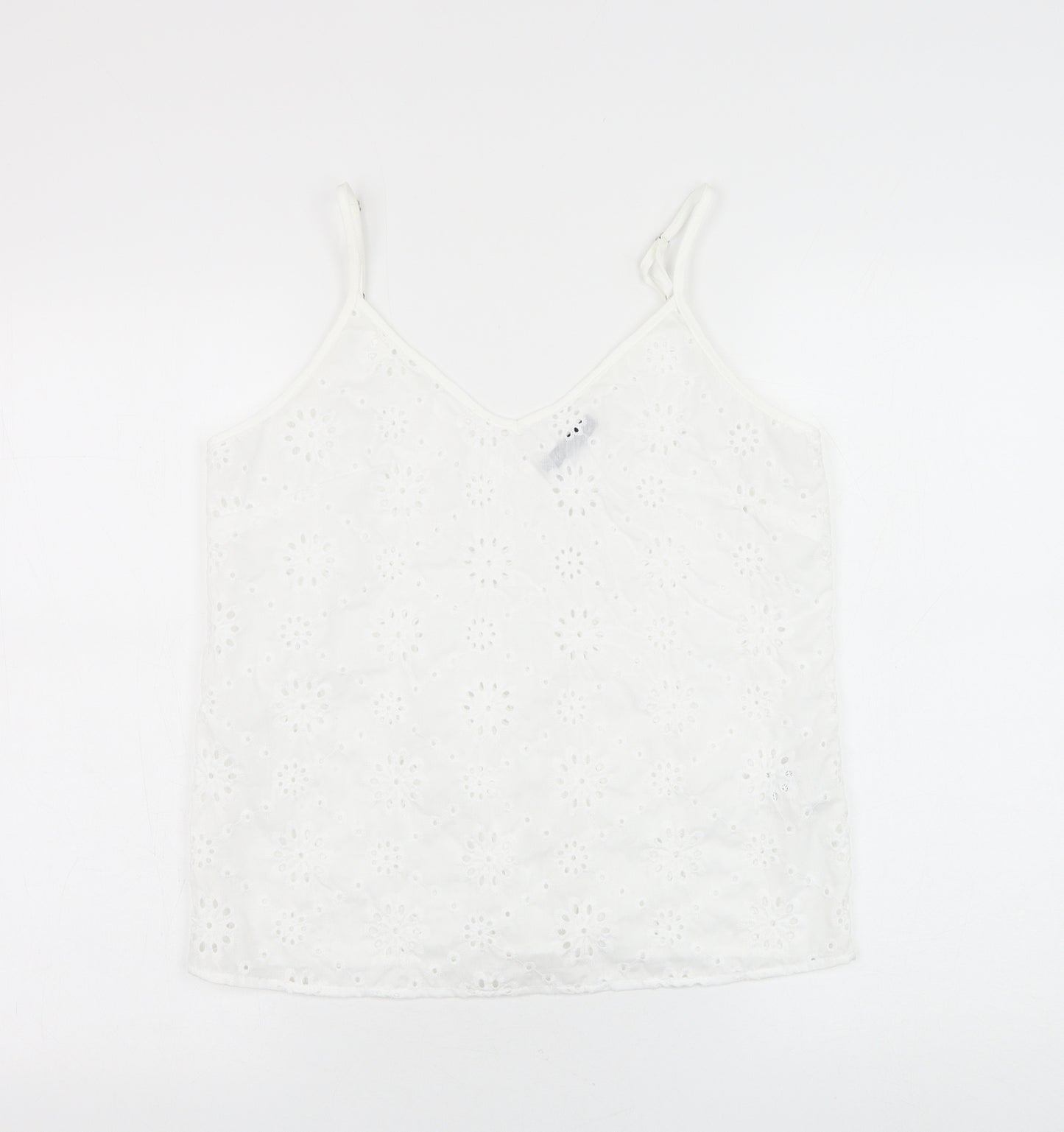SheIn Womens White Floral Polyester Camisole Tank Size S V-Neck