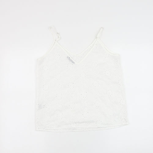 SheIn Womens White Floral Polyester Camisole Tank Size S V-Neck