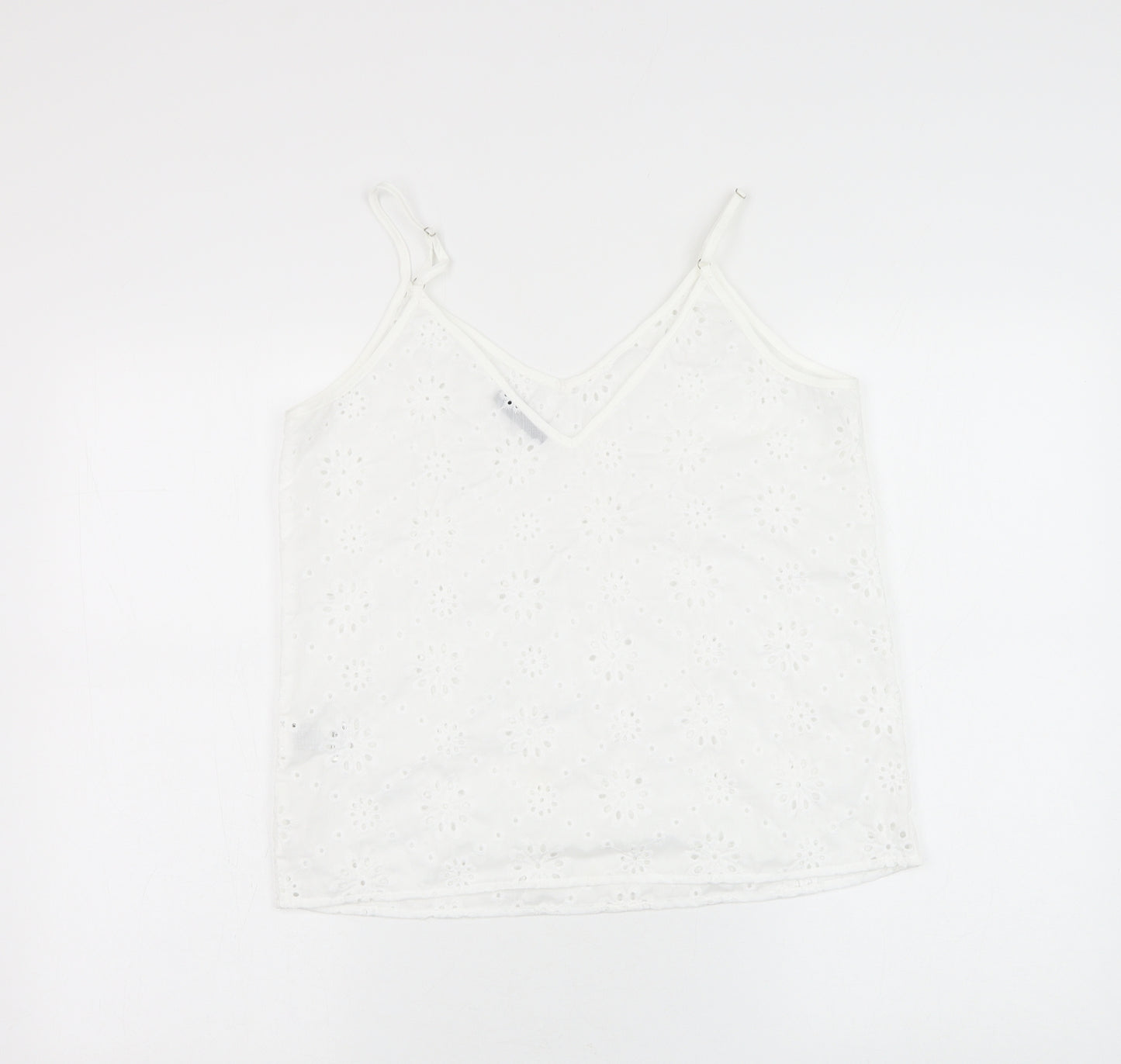 SheIn Womens White Floral Polyester Camisole Tank Size S V-Neck