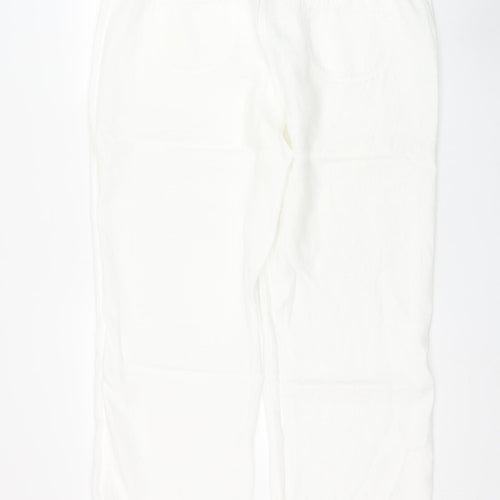 Marks and Spencer Womens White Linen Trousers Size 18 L30 in Regular Drawstring