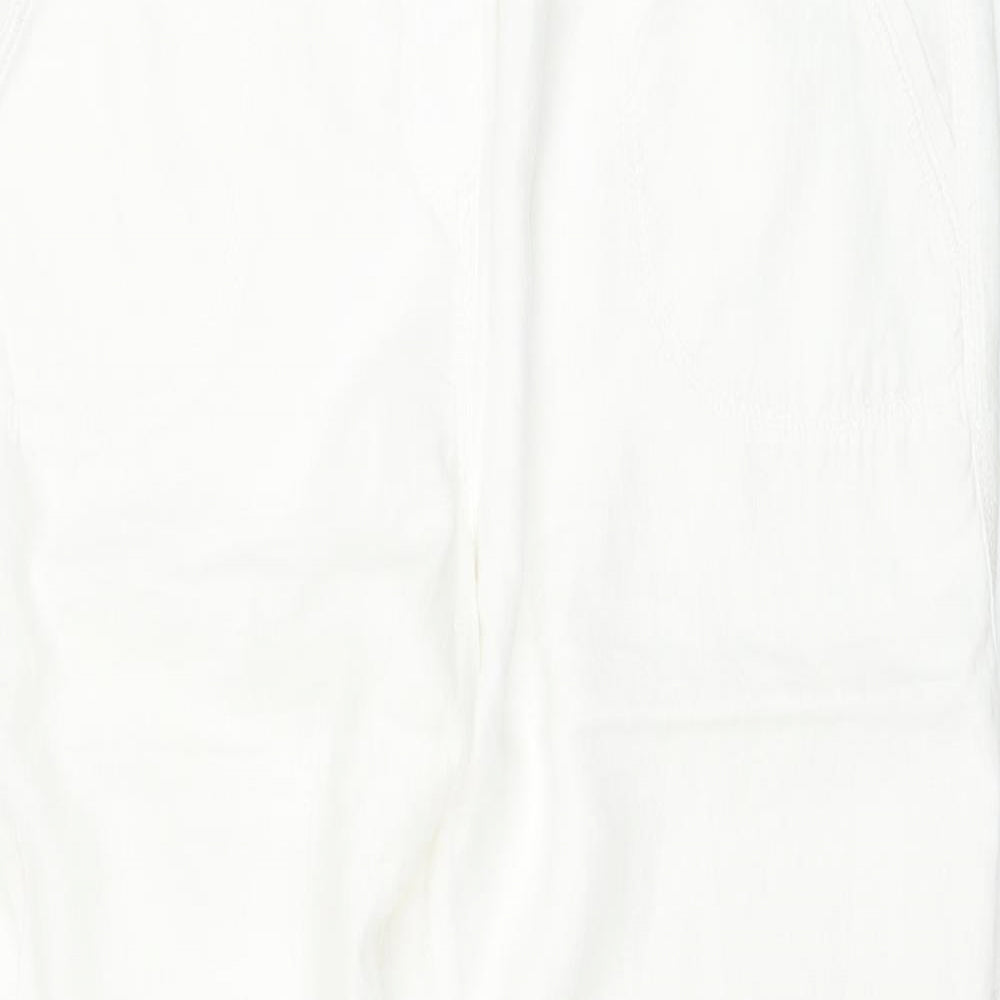 Marks and Spencer Womens White Linen Trousers Size 18 L30 in Regular Drawstring