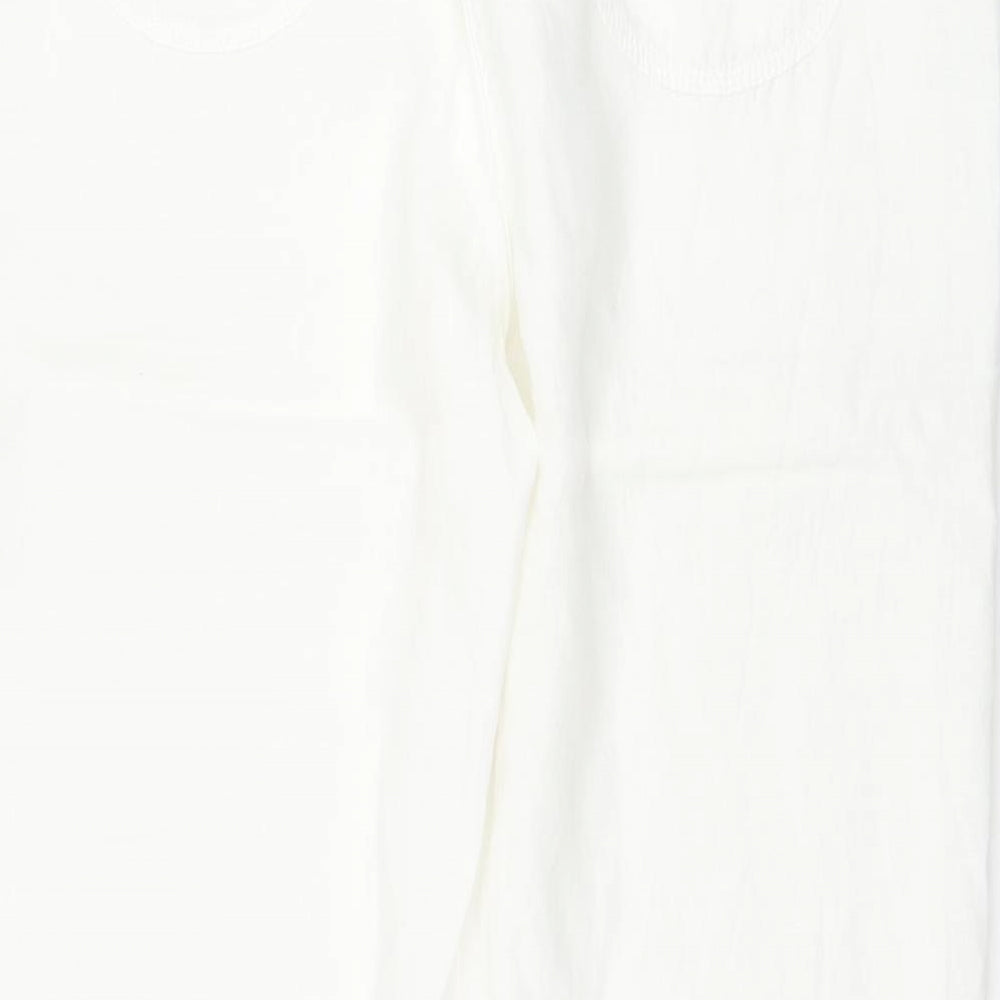 Marks and Spencer Womens White Linen Trousers Size 18 L30 in Regular Drawstring