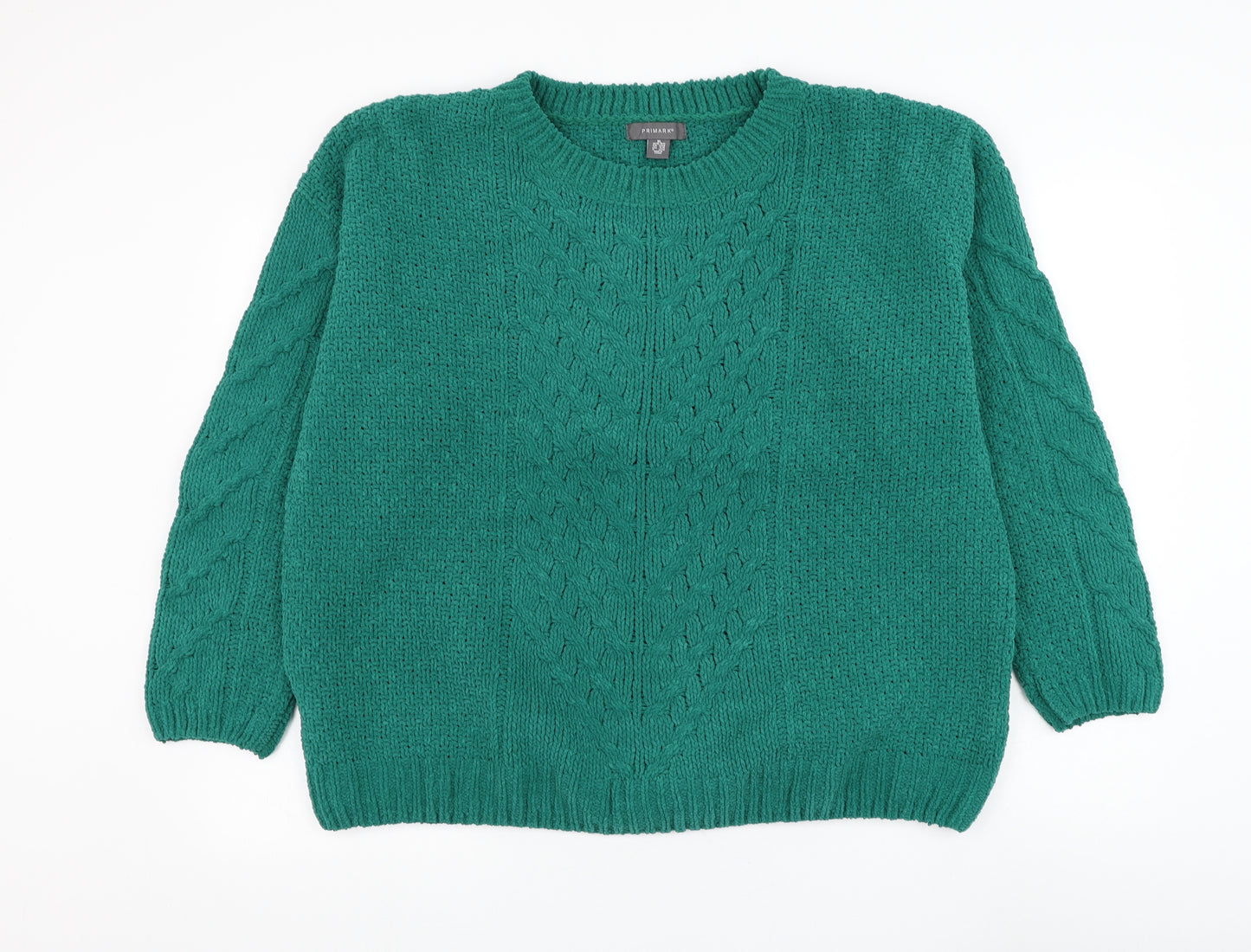 Primark Womens Green Round Neck Polyester Pullover Jumper Size 18