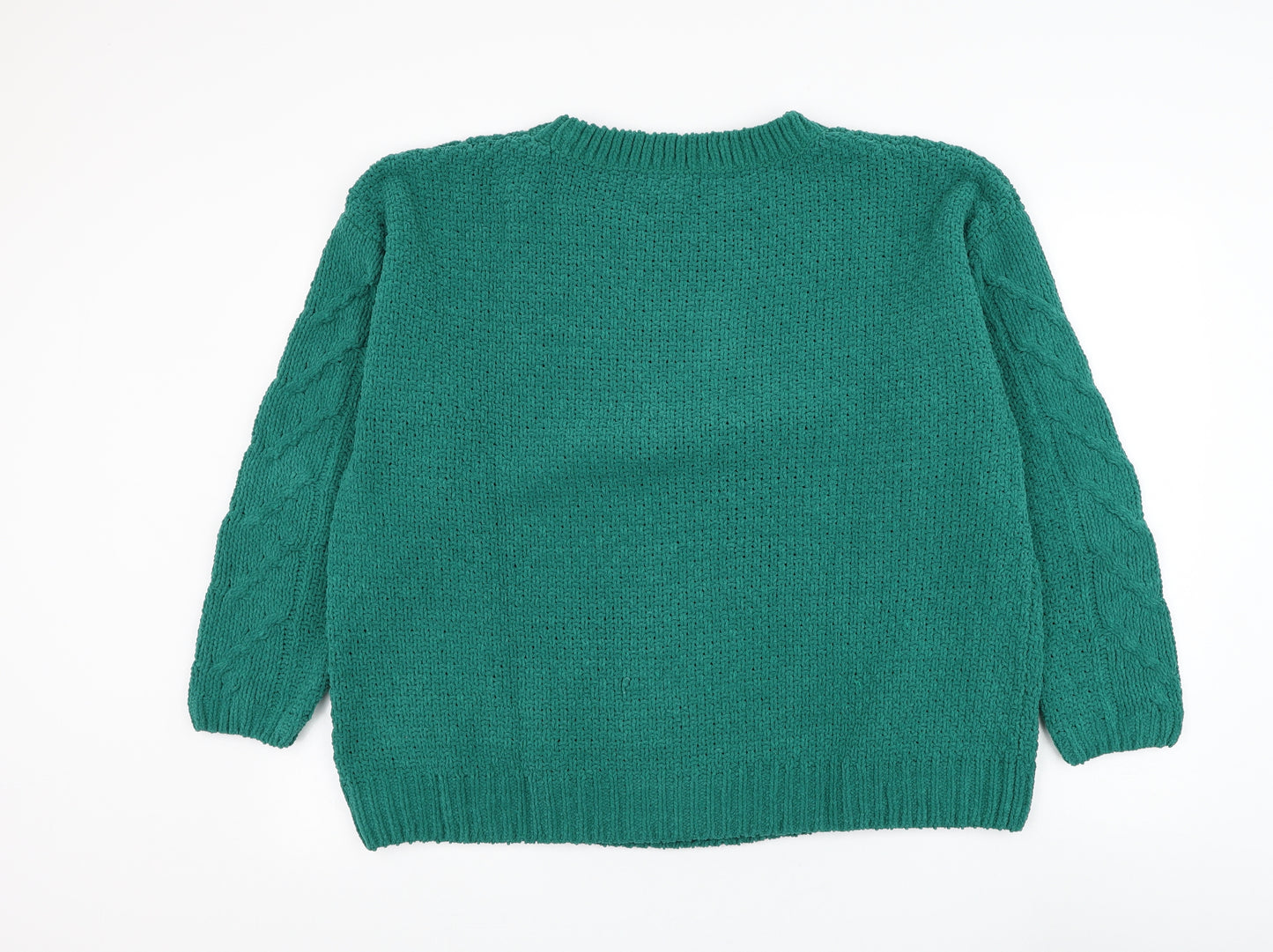 Primark Womens Green Round Neck Polyester Pullover Jumper Size 18
