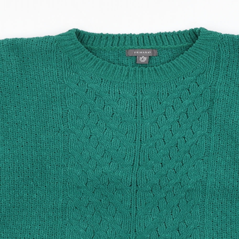 Primark Womens Green Round Neck Polyester Pullover Jumper Size 18