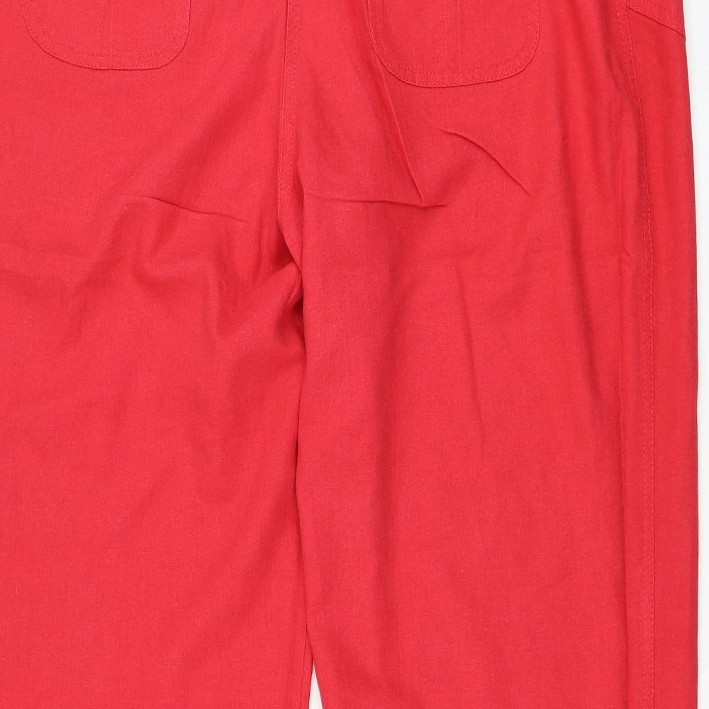 BHS Womens Pink Linen Capri Trousers Size 18 L29 in Regular Drawstring