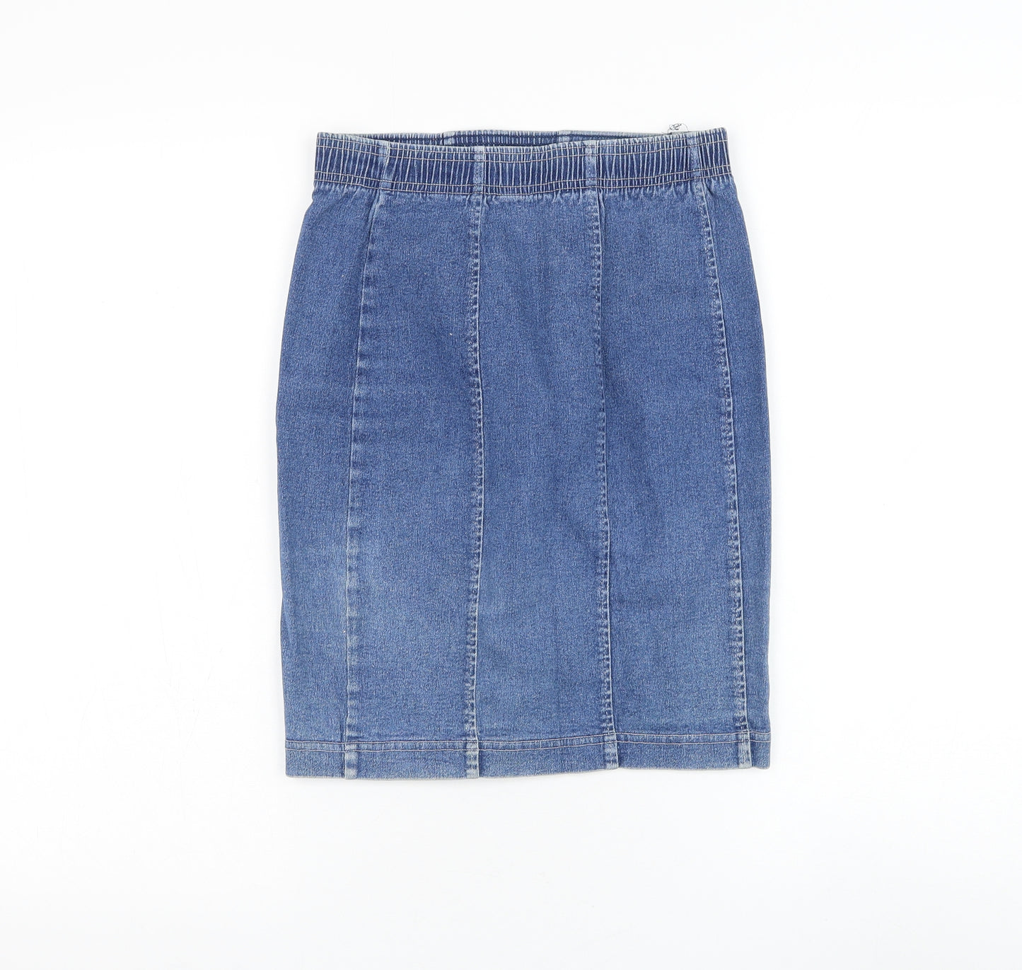 Marks and Spencer Womens Blue Cotton Straight & Pencil Skirt Size 8