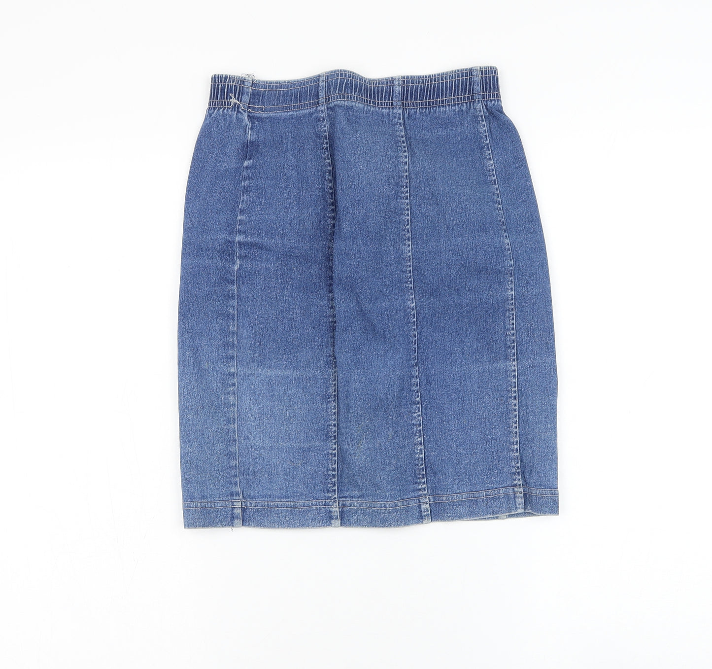 Marks and Spencer Womens Blue Cotton Straight & Pencil Skirt Size 8