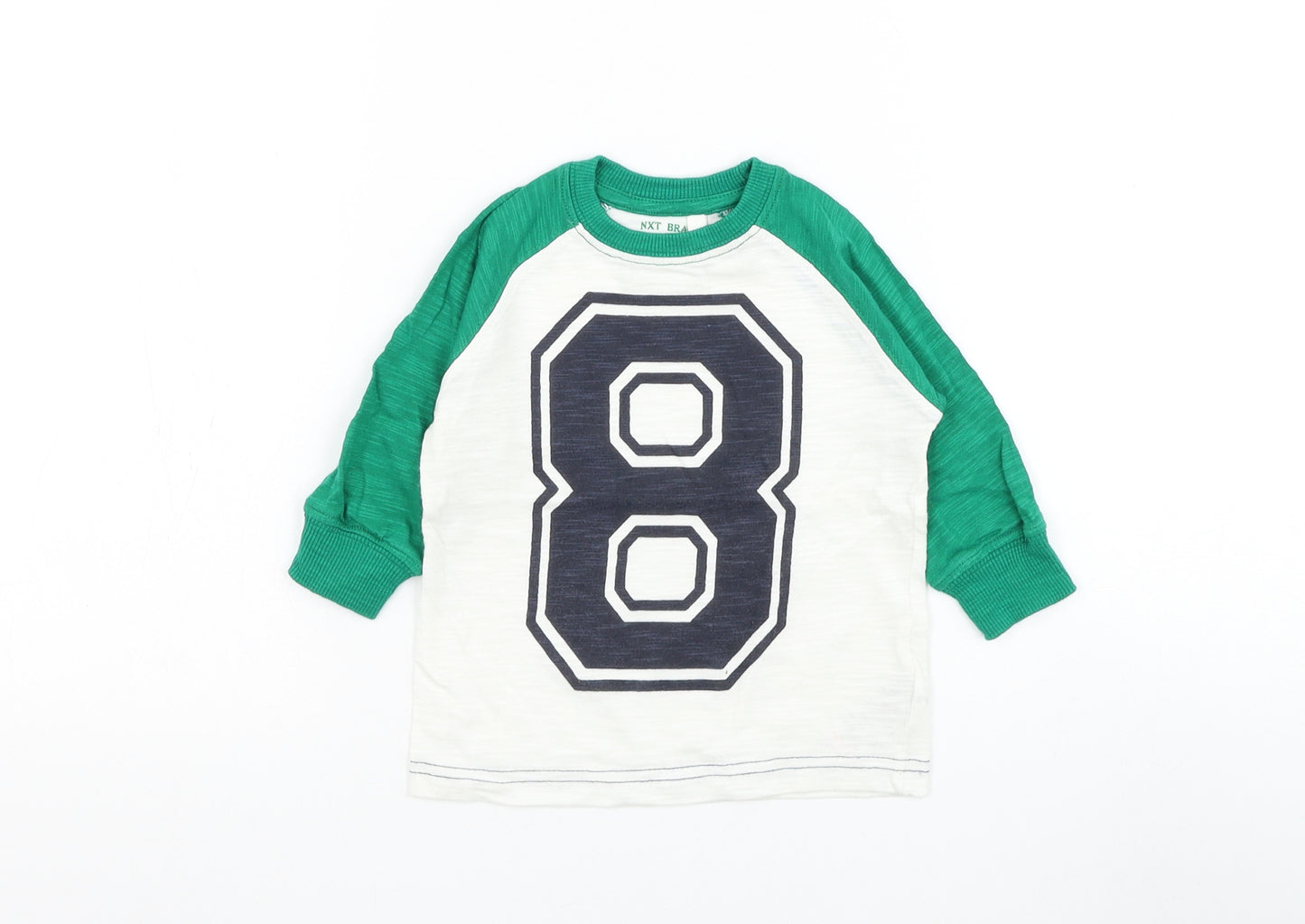 NEXT Boys White Cotton Basic T-Shirt Size 6-9 Months Round Neck Pullover - 8