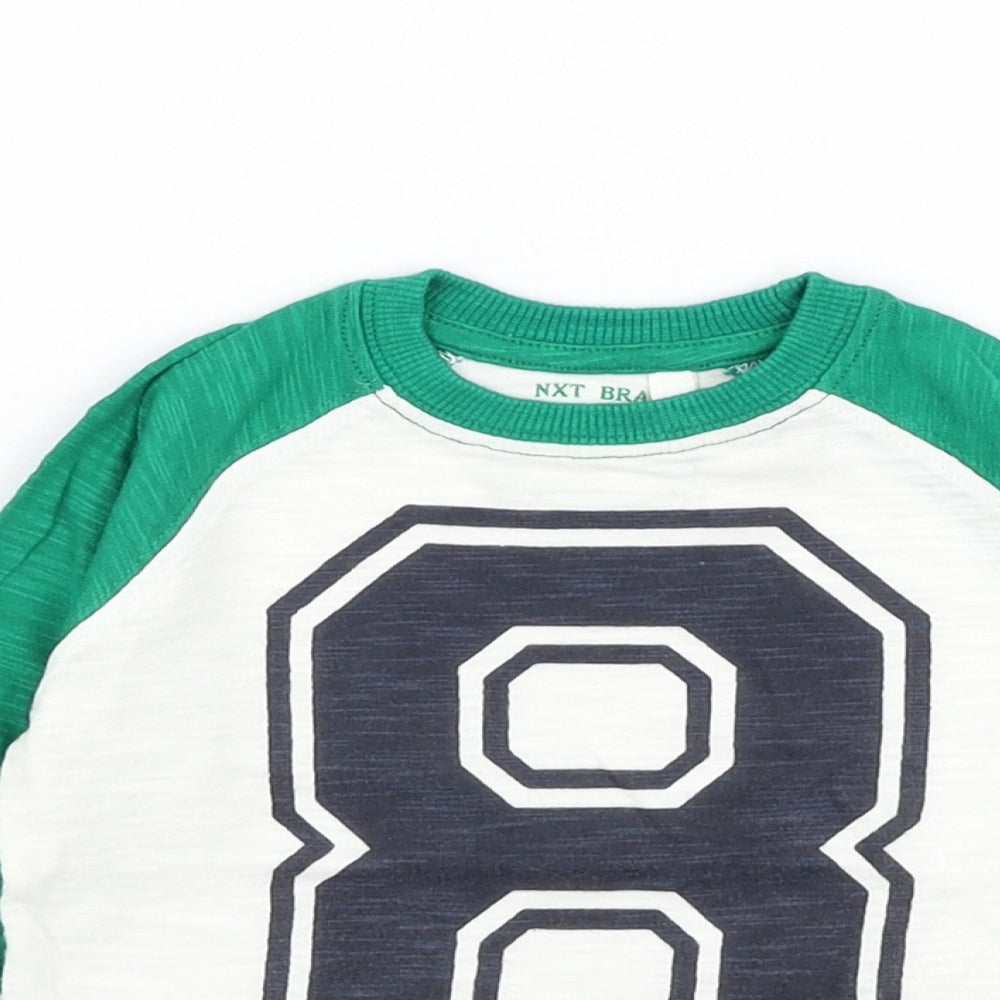 NEXT Boys White Cotton Basic T-Shirt Size 6-9 Months Round Neck Pullover - 8