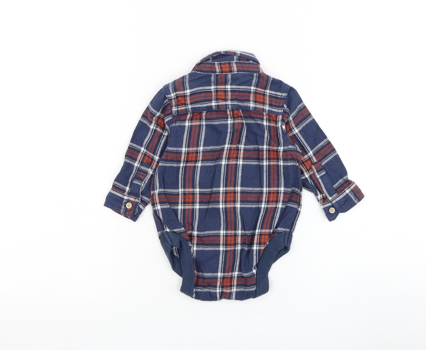 NEXT Boys Blue Plaid Cotton Babygrow One-Piece Size 6-9 Months Button