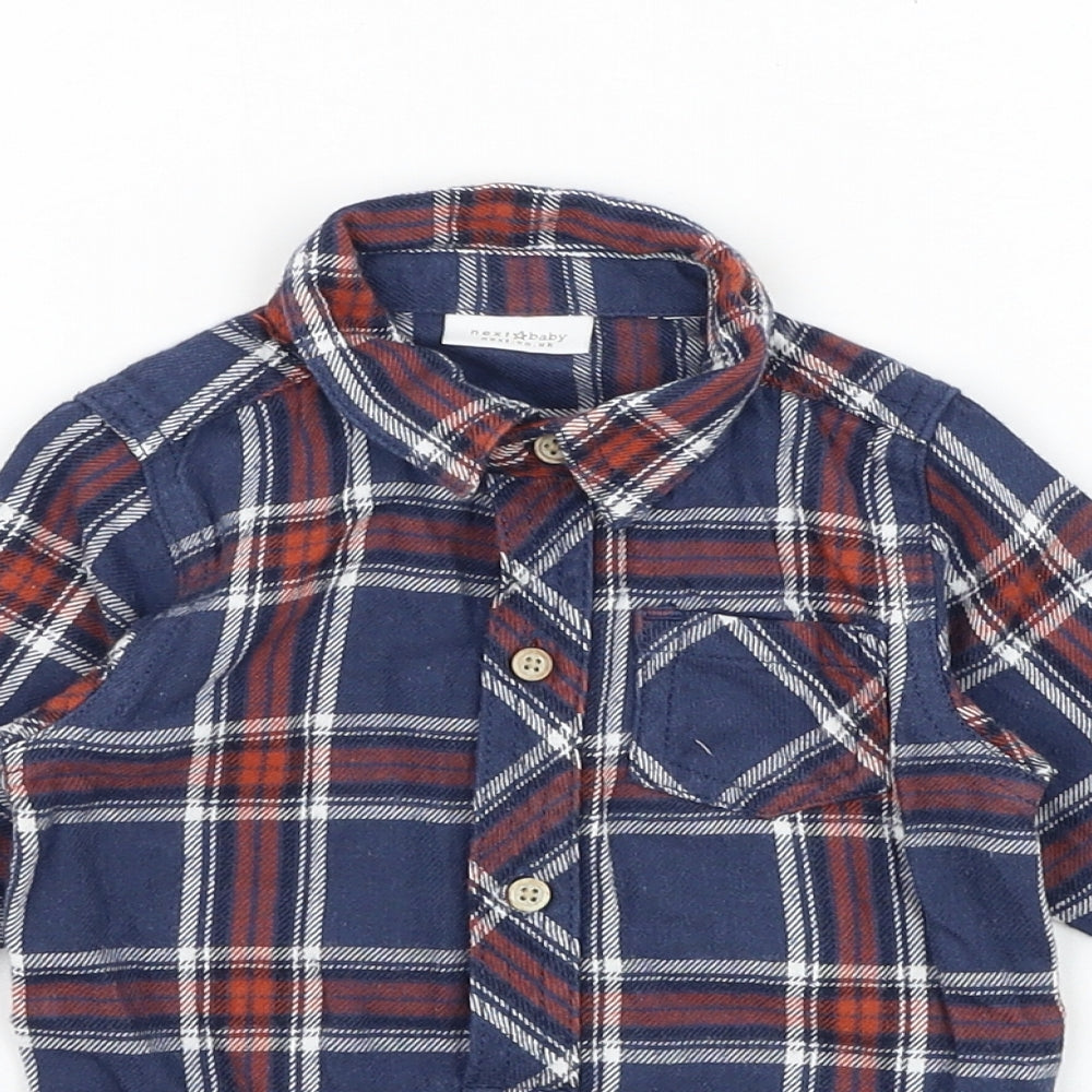 NEXT Boys Blue Plaid Cotton Babygrow One-Piece Size 6-9 Months Button