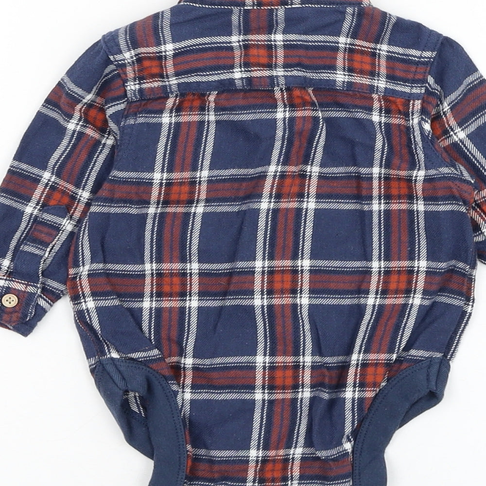 NEXT Boys Blue Plaid Cotton Babygrow One-Piece Size 6-9 Months Button
