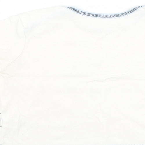 George Boys White Cotton Basic T-Shirt Size 6-9 Months Round Neck Pullover - Bear