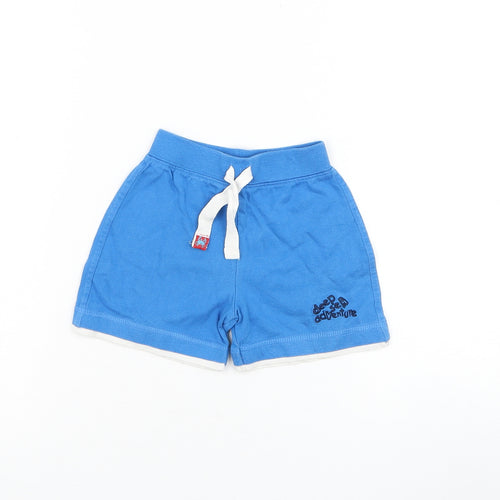 Mothercare Boys Blue Cotton Cropped Trousers Size 6-9 Months Drawstring - Deep Sea Adventure