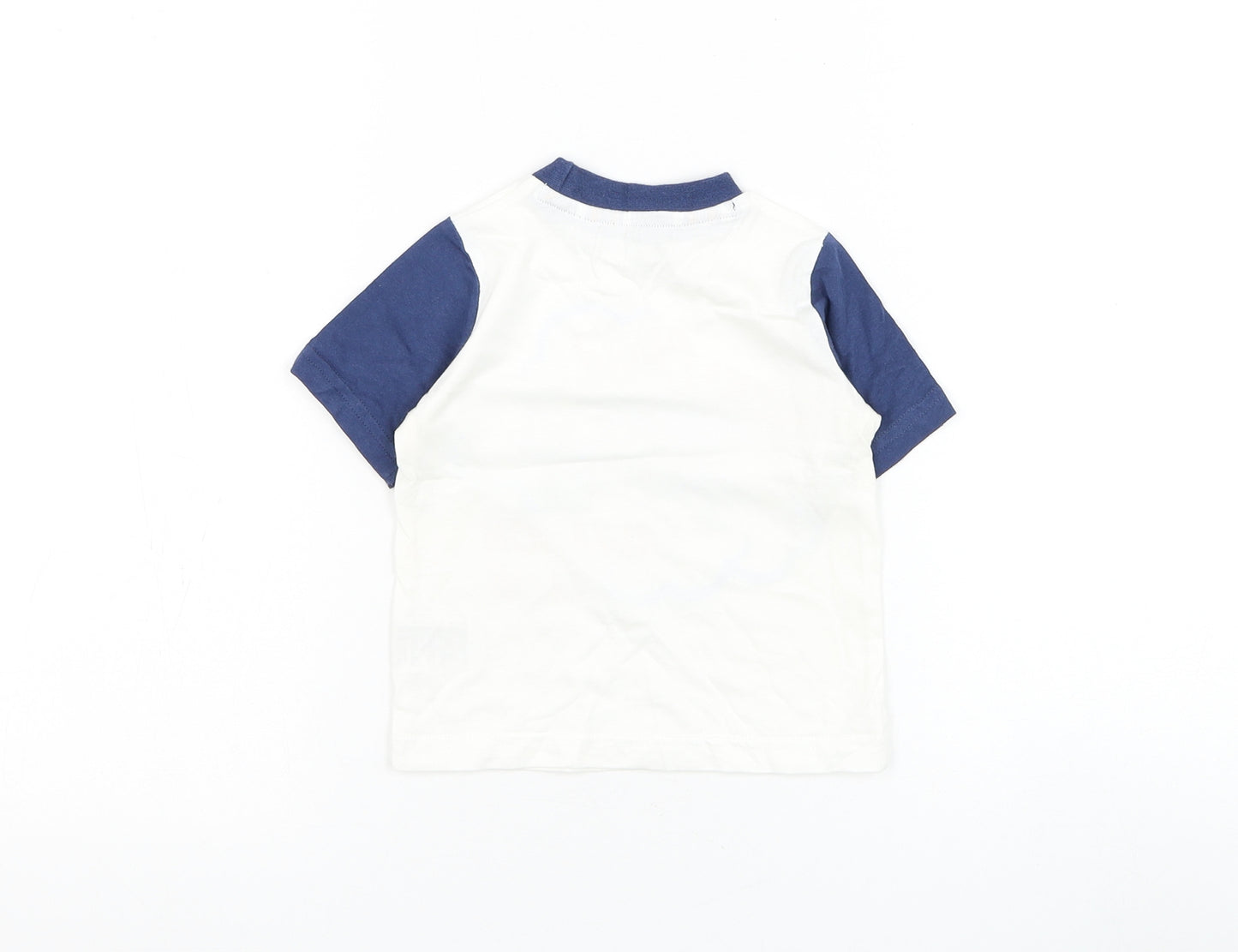 Mothercare Boys White Cotton Basic T-Shirt Size 9-12 Months Round Neck Pullover - Silver Cloud Aviation Club