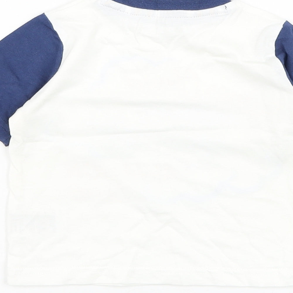Mothercare Boys White Cotton Basic T-Shirt Size 9-12 Months Round Neck Pullover - Silver Cloud Aviation Club