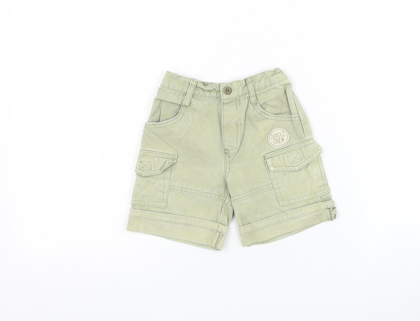 Blue Bleu Boys Green Cotton Cargo Trousers Size 9-12 Months Button - Jungle Crew