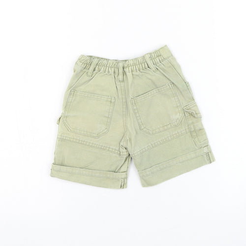 Blue Bleu Boys Green Cotton Cargo Trousers Size 9-12 Months Button - Jungle Crew