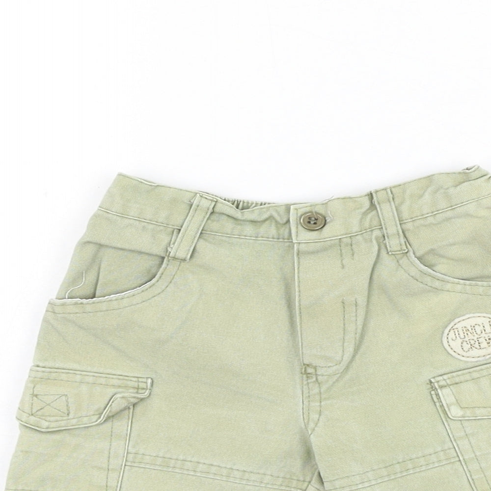 Blue Bleu Boys Green Cotton Cargo Trousers Size 9-12 Months Button - Jungle Crew