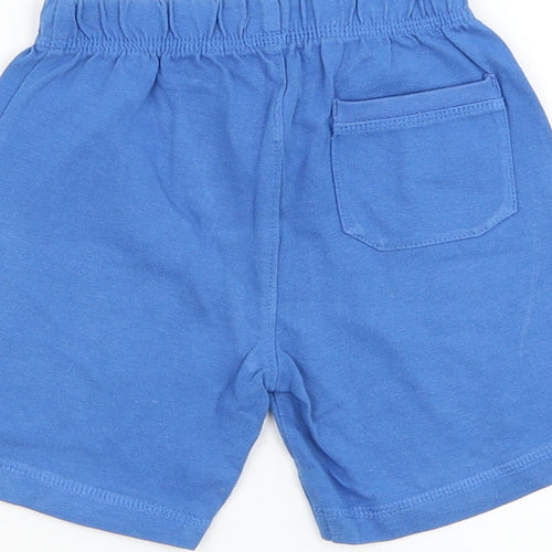 Mothercare Boys Blue Cotton Jogger Trousers Size 9-12 Months Drawstring - Castaways