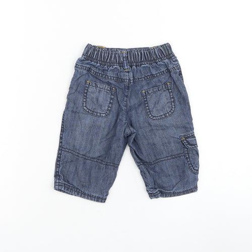 Marks and Spencer Boys Blue Cotton Capri Jeans Size 3-6 Months Button - Little Nature Trailer