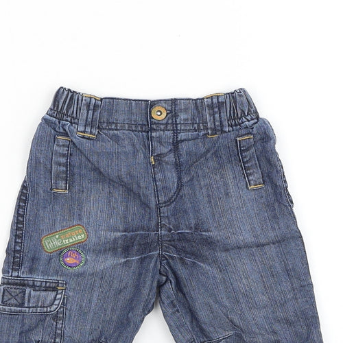 Marks and Spencer Boys Blue Cotton Capri Jeans Size 3-6 Months Button - Little Nature Trailer