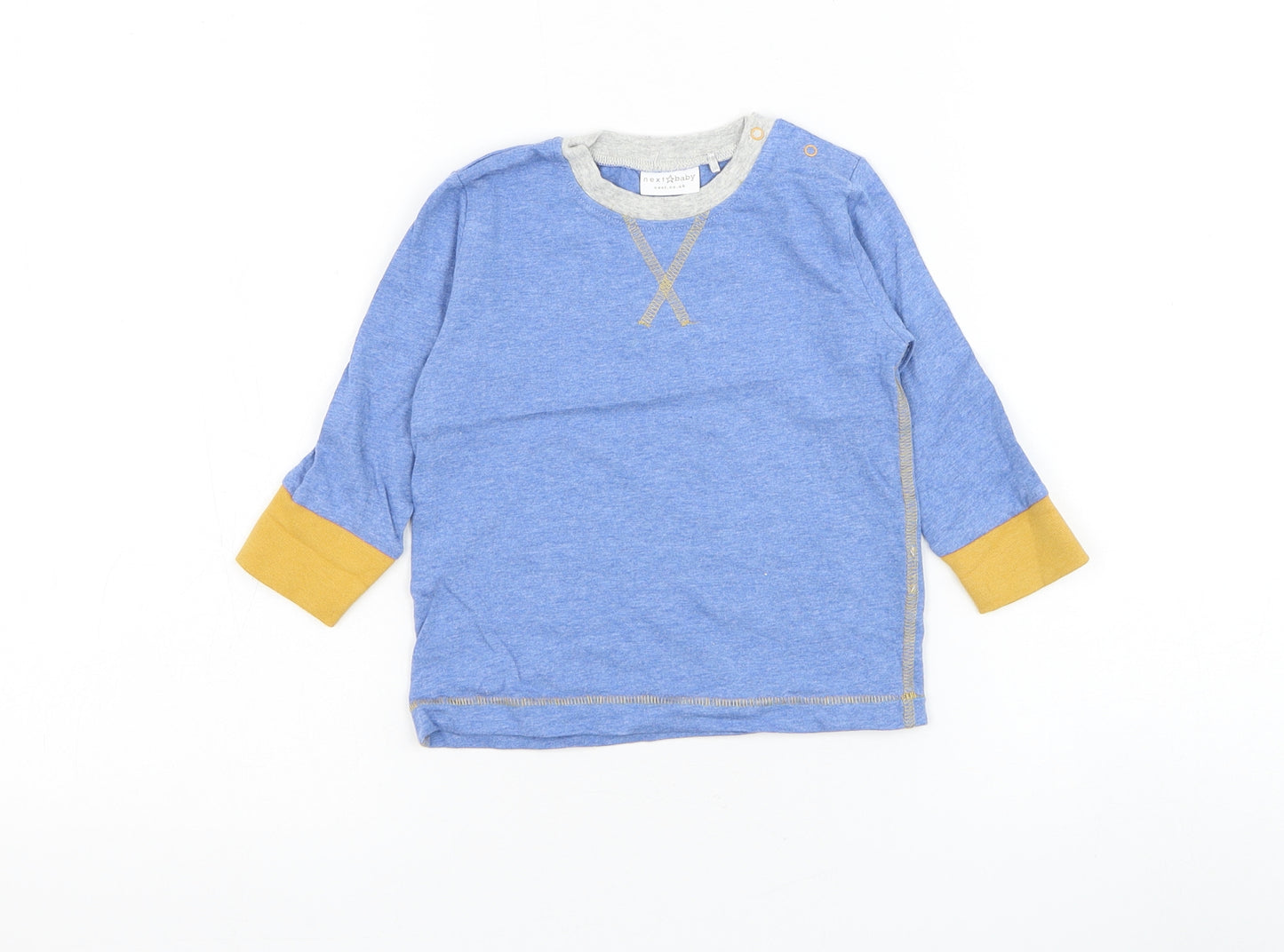 NEXT Boys Blue Cotton Basic T-Shirt Size 6-9 Months Round Neck Pullover