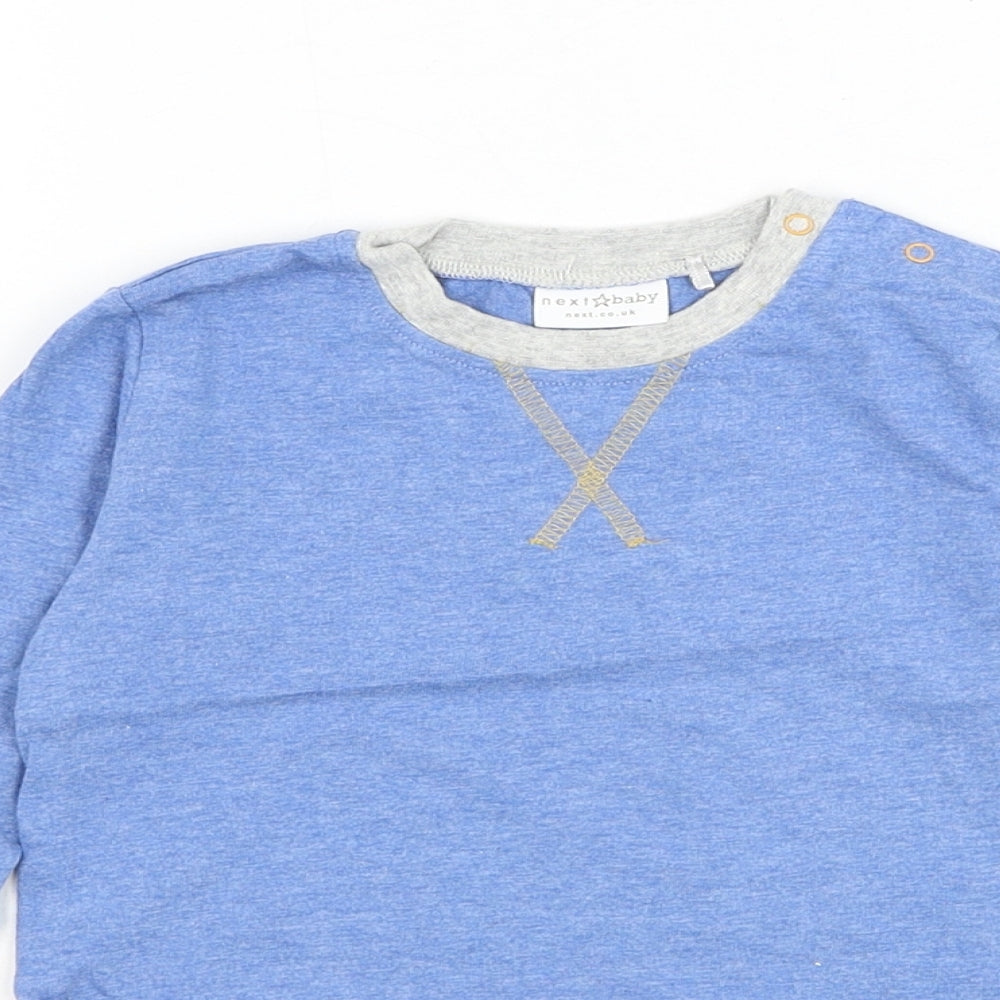 NEXT Boys Blue Cotton Basic T-Shirt Size 6-9 Months Round Neck Pullover