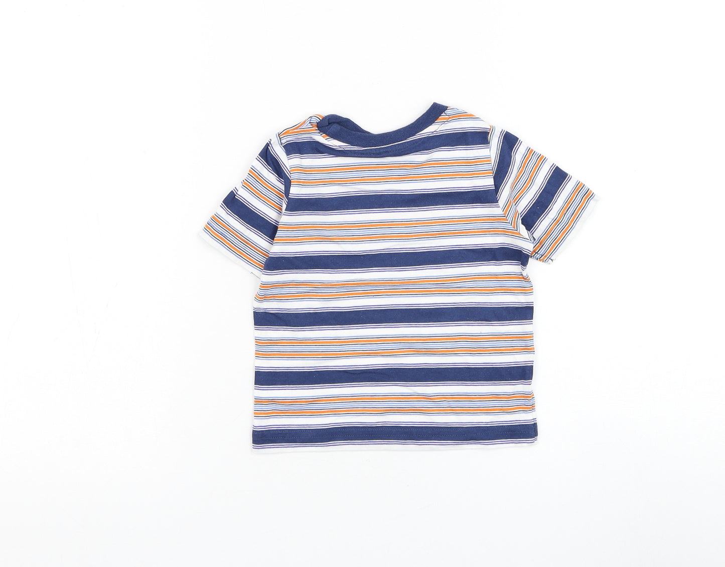 Mothercare Boys Multicoloured Striped Cotton Basic T-Shirt Size 9-12 Months Round Neck Pullover