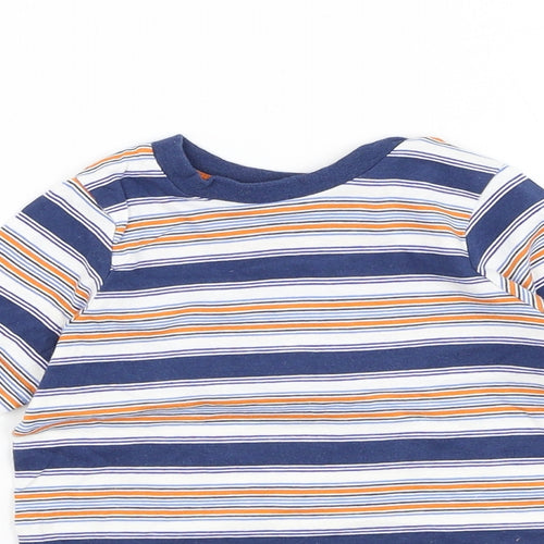 Mothercare Boys Multicoloured Striped Cotton Basic T-Shirt Size 9-12 Months Round Neck Pullover