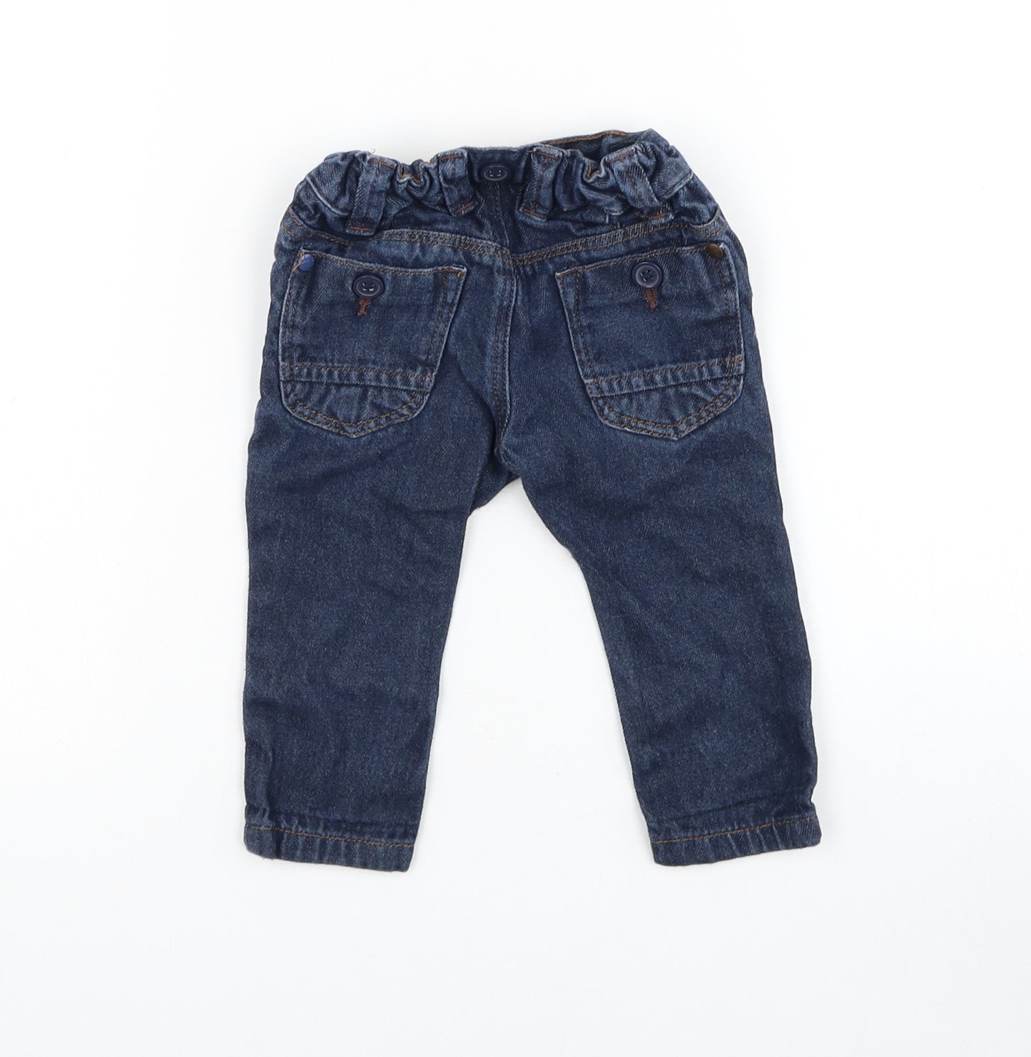 NEXT Boys Blue Cotton Capri Jeans Size 3-6 Months Button