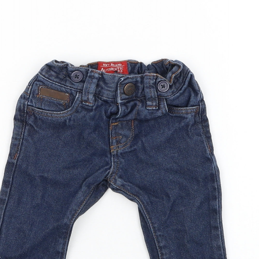 NEXT Boys Blue Cotton Capri Jeans Size 3-6 Months Button