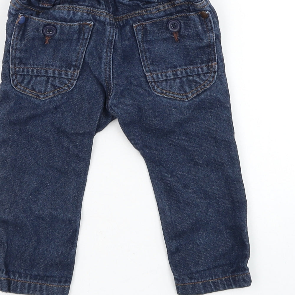 NEXT Boys Blue Cotton Capri Jeans Size 3-6 Months Button