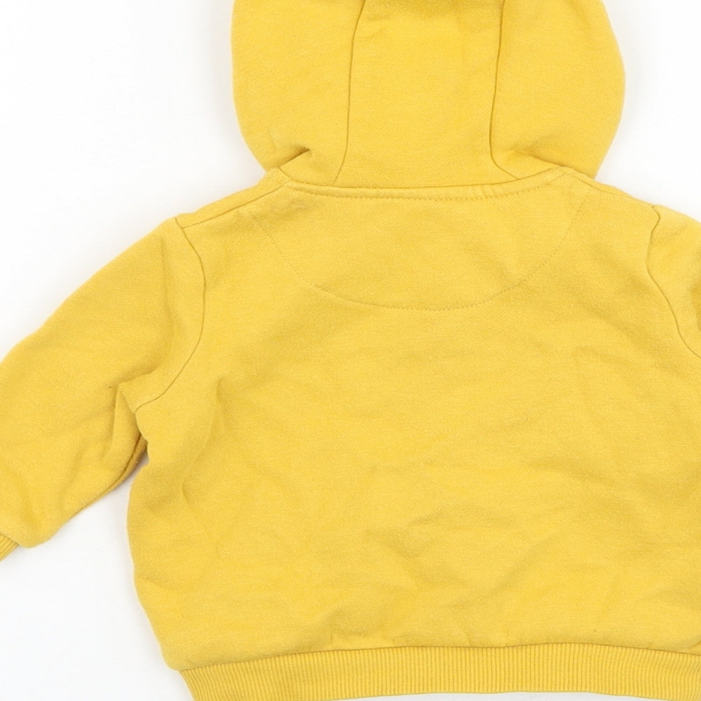 F&F Boys Yellow Cotton Full Zip Jumper Size 3-6 Months Zip - Dinosaur