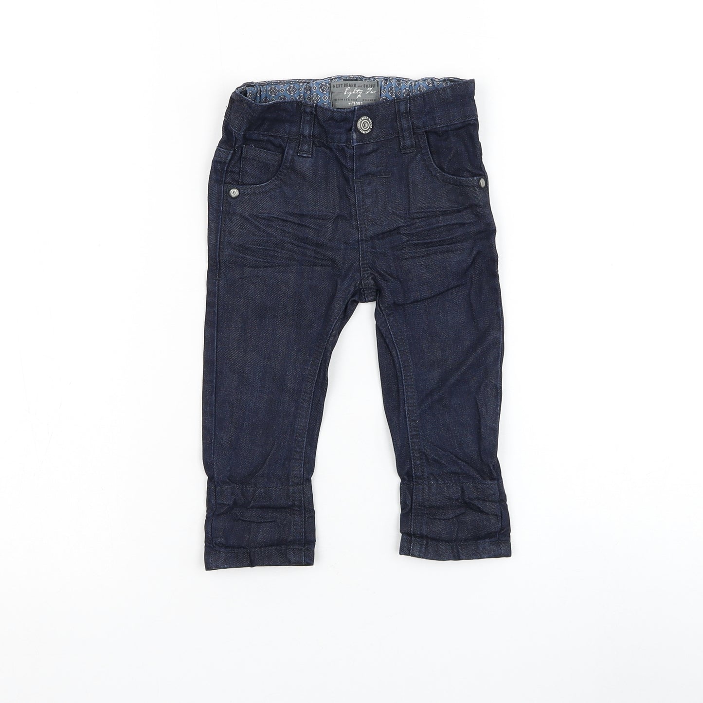 NEXT Boys Blue Cotton Capri Jeans Size 6-9 Months Button