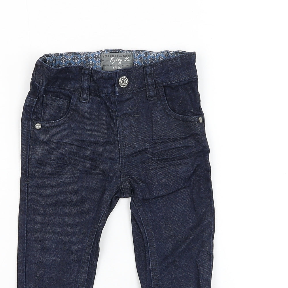 NEXT Boys Blue Cotton Capri Jeans Size 6-9 Months Button