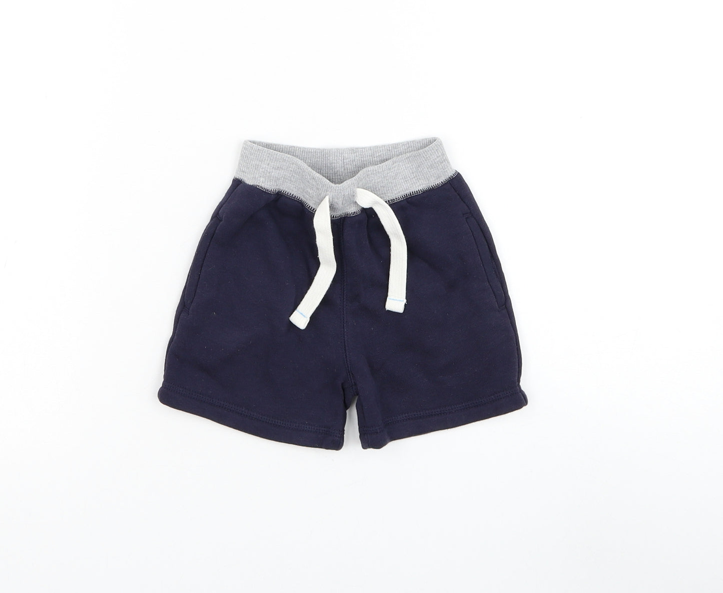 Matalan Boys Blue Cotton Jogger Trousers Size 6-9 Months Drawstring - Shorts