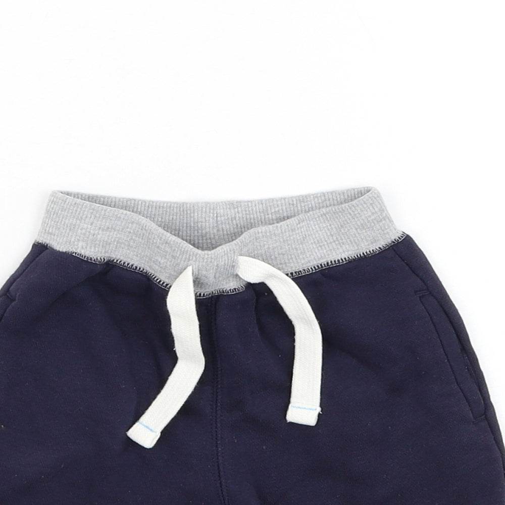 Matalan Boys Blue Cotton Jogger Trousers Size 6-9 Months Drawstring - Shorts