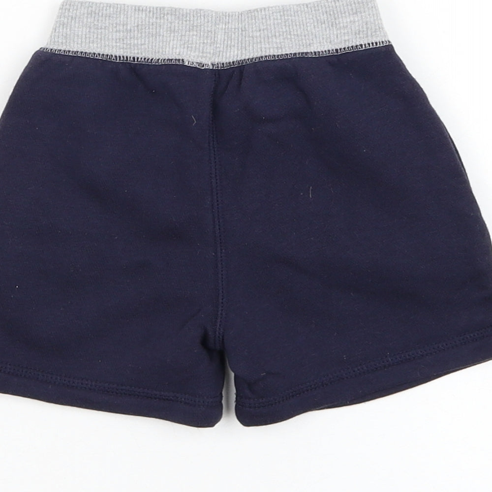 Matalan Boys Blue Cotton Jogger Trousers Size 6-9 Months Drawstring - Shorts