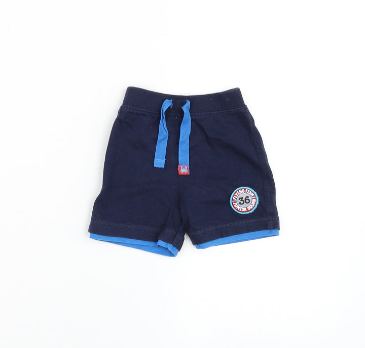 Mothercare Boys Blue Cotton Jogger Trousers Size 6-9 Months Drawstring - Flying Fish Junior Squad