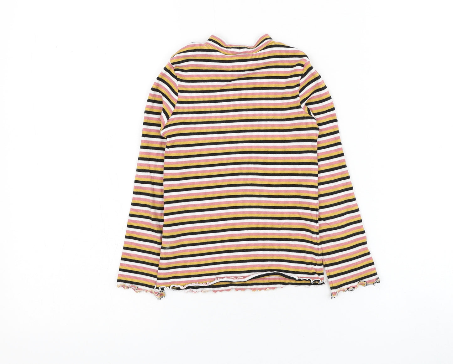 F&F Girls Multicoloured Round Neck Striped Cotton Pullover Jumper Size 5-6 Years - Lettuce Hem