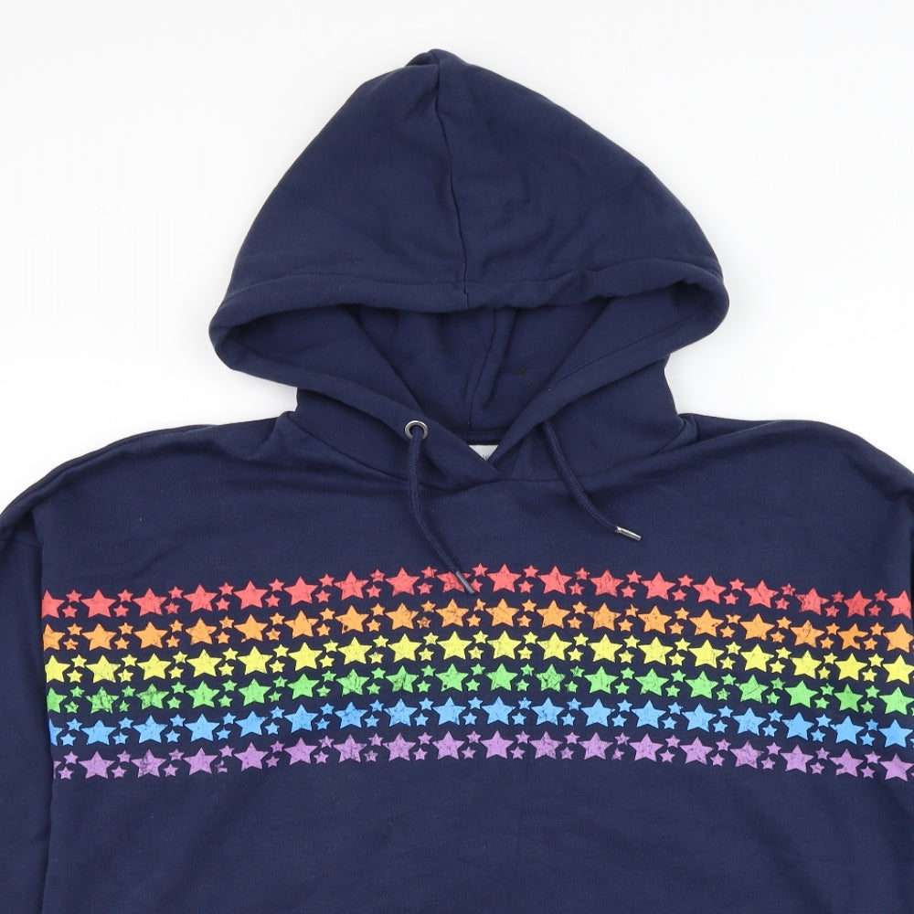 NEXT Womens Blue Geometric Cotton Pullover Hoodie Size 18 Pullover - Stars