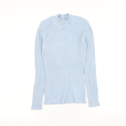 Primark Womens Blue High Neck Viscose Pullover Jumper Size 10